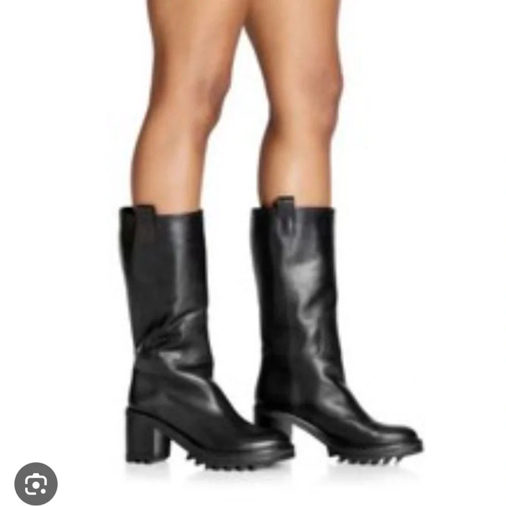 Tamara Mellon Black Mid-Calf Easy Rider Boots - Picture 2 of 9